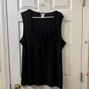 Elan + Grace Women’s Black Ruffle Tank (2X) Long